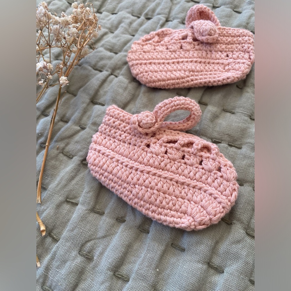 Blush Pink Crochet Baby Booties